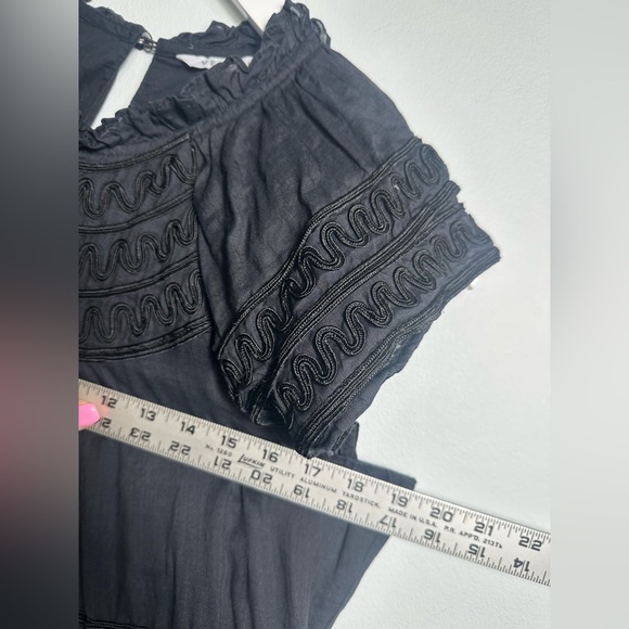 Veronica Beard Keely Cotton Ruffle Tiered Dress- Black - Picture 14 of 17